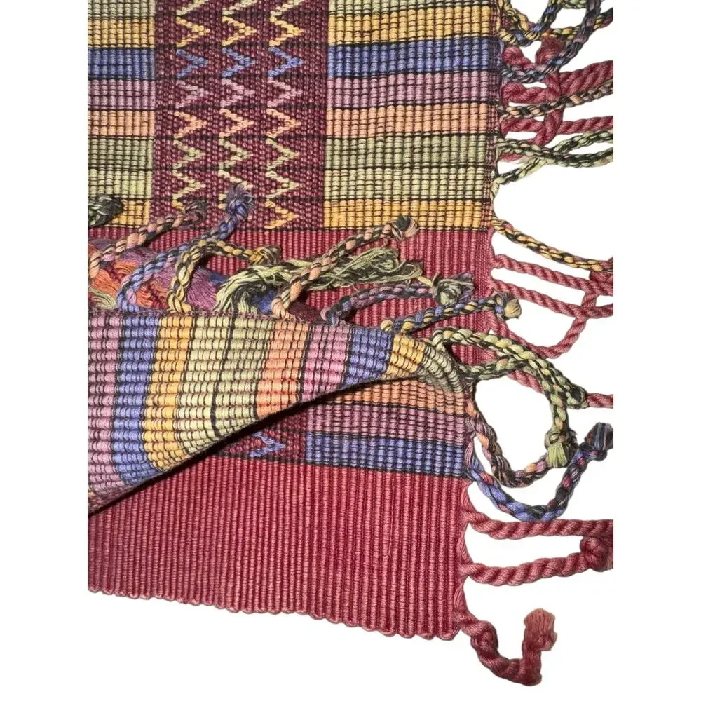 World Market Southwestern Textured Placemats x4 Geometric Aztec Desert Tassels